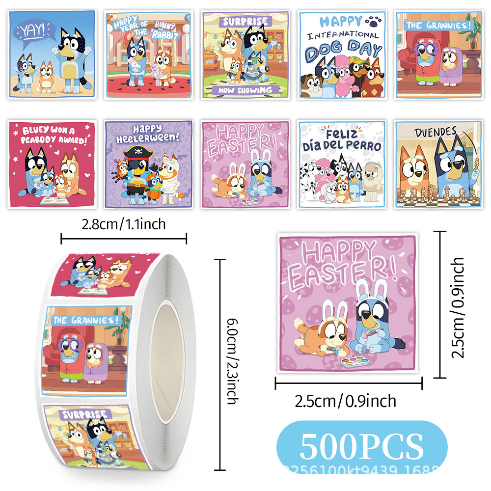 Laptop Accessories Wholesale - Wholesale 500Pcs/Roll Bluey Stickers DIY Journal