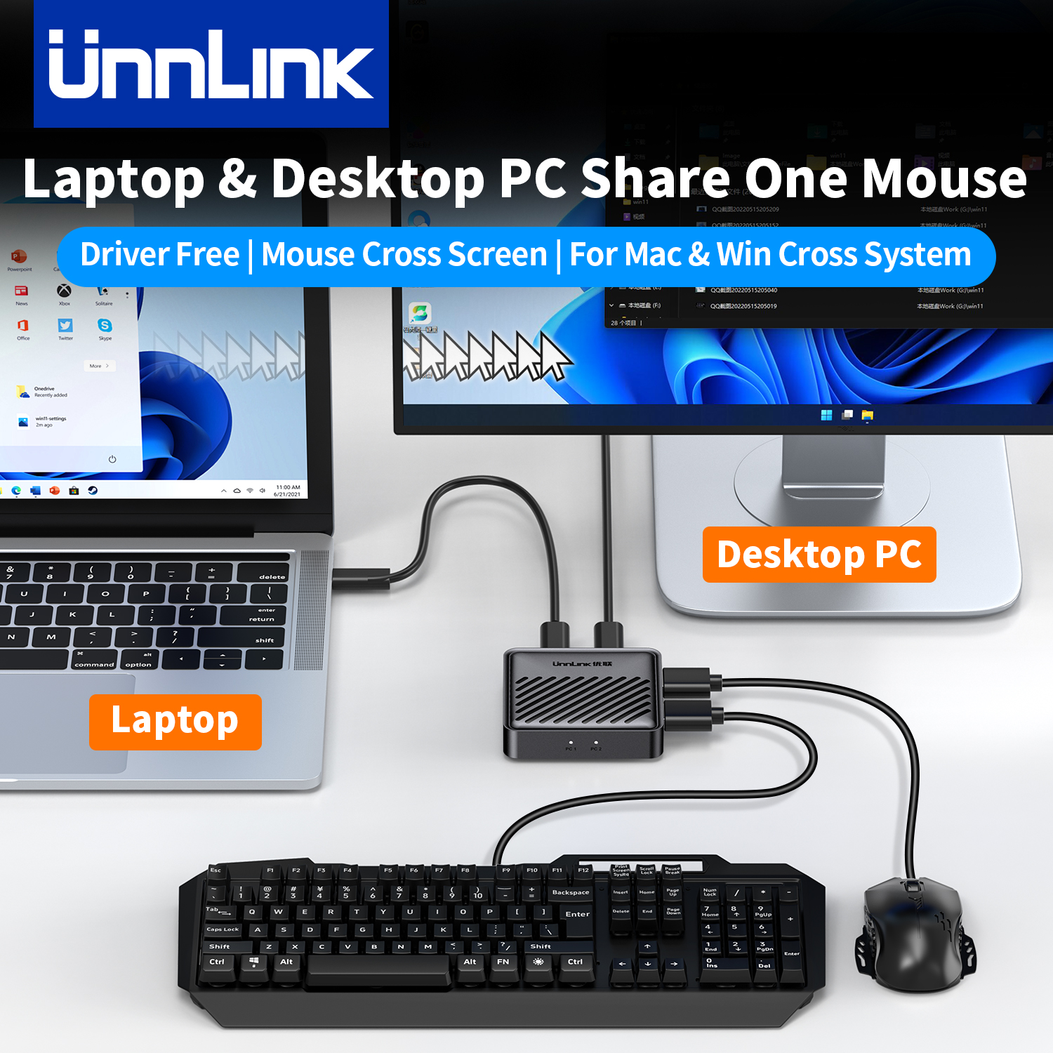 Laptop Extra Accessories - Unnlink USB KVM Switch, Two Computers