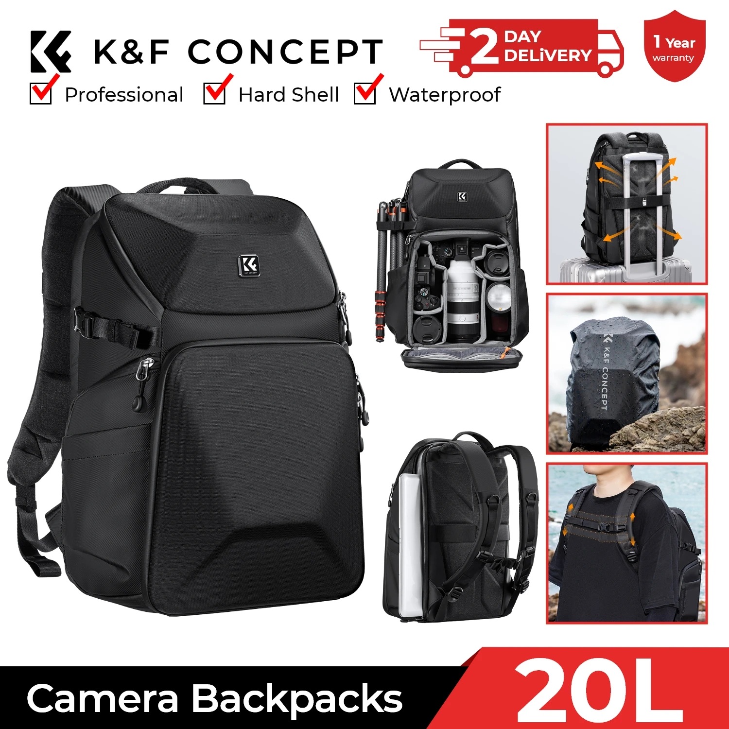 K&F CONCEPT 20L Camera Backpac - Laptop Bag Waterproof recensione e prezzo