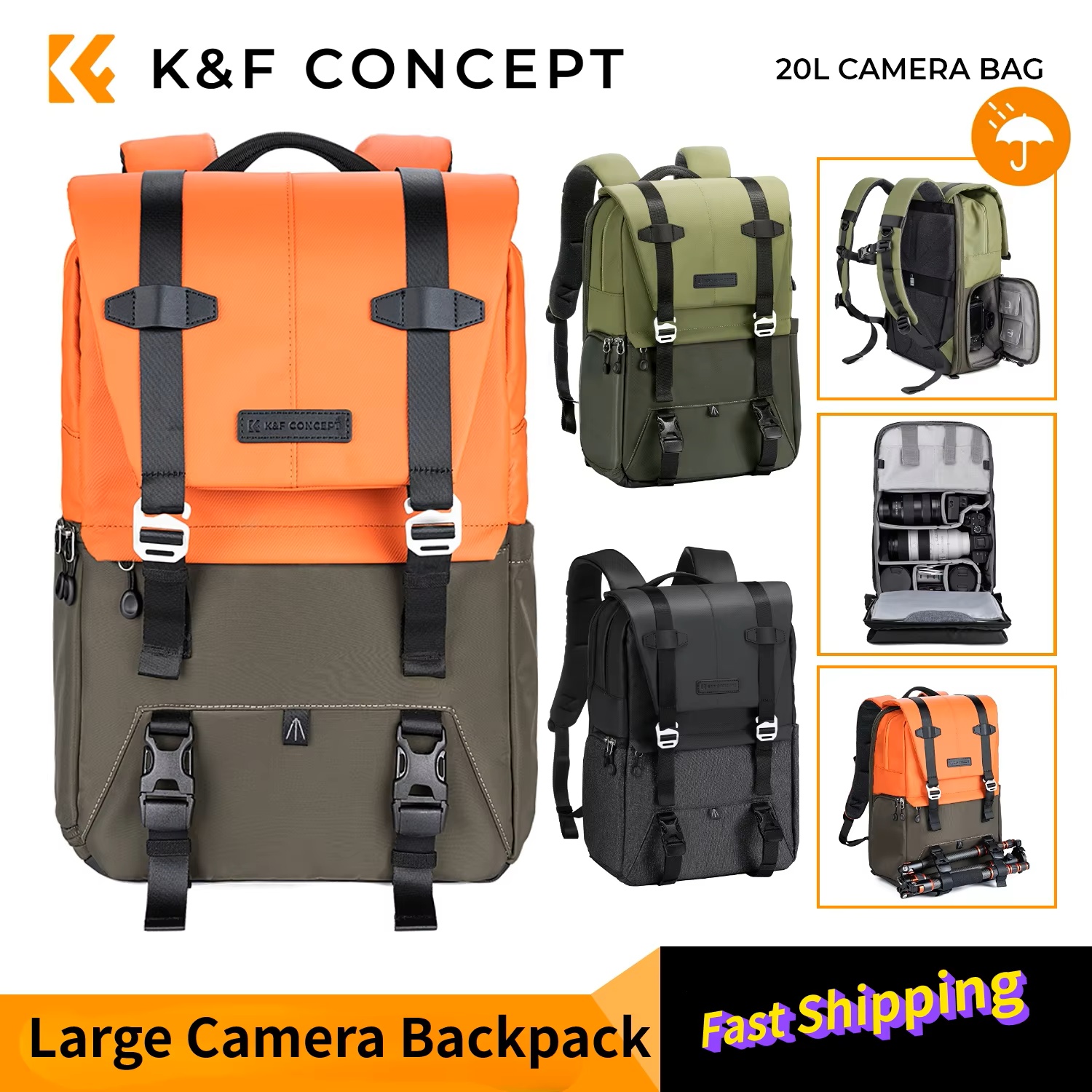 K&F CONCEPT Camera Backpack Tr - Laptop Bag Waterproof recensione e prezzo